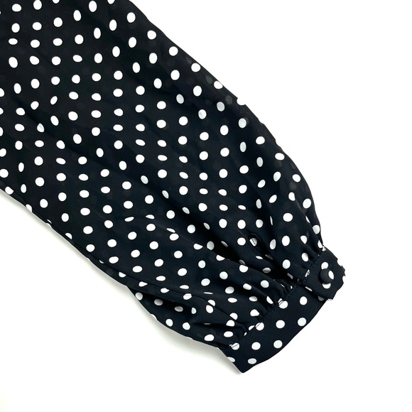 Bebe Polka Dot Print & Lace Shoulder Top - Picture 7 of 7